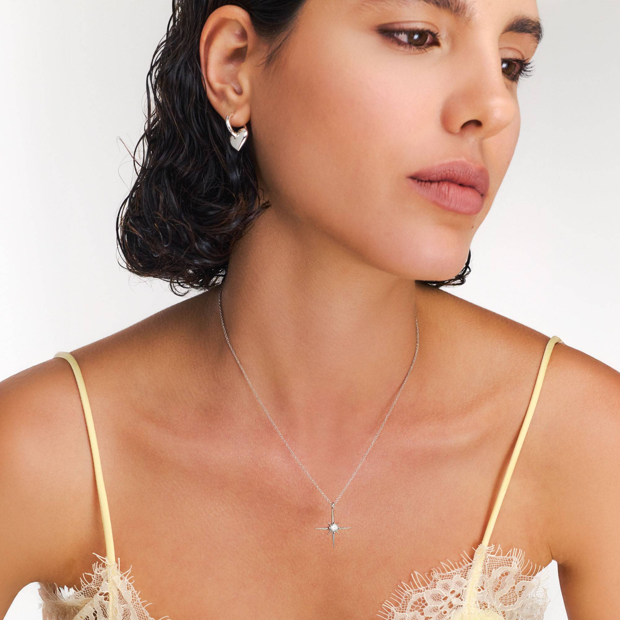 Northern Star Necklace with 0.3ct Moissanite - Silver-4 product photo
