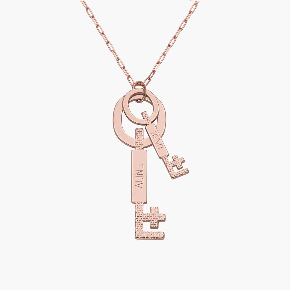 Oak&Luna Key Charm Necklace With Engraving - Rose Gold Vermeil-2 product photo