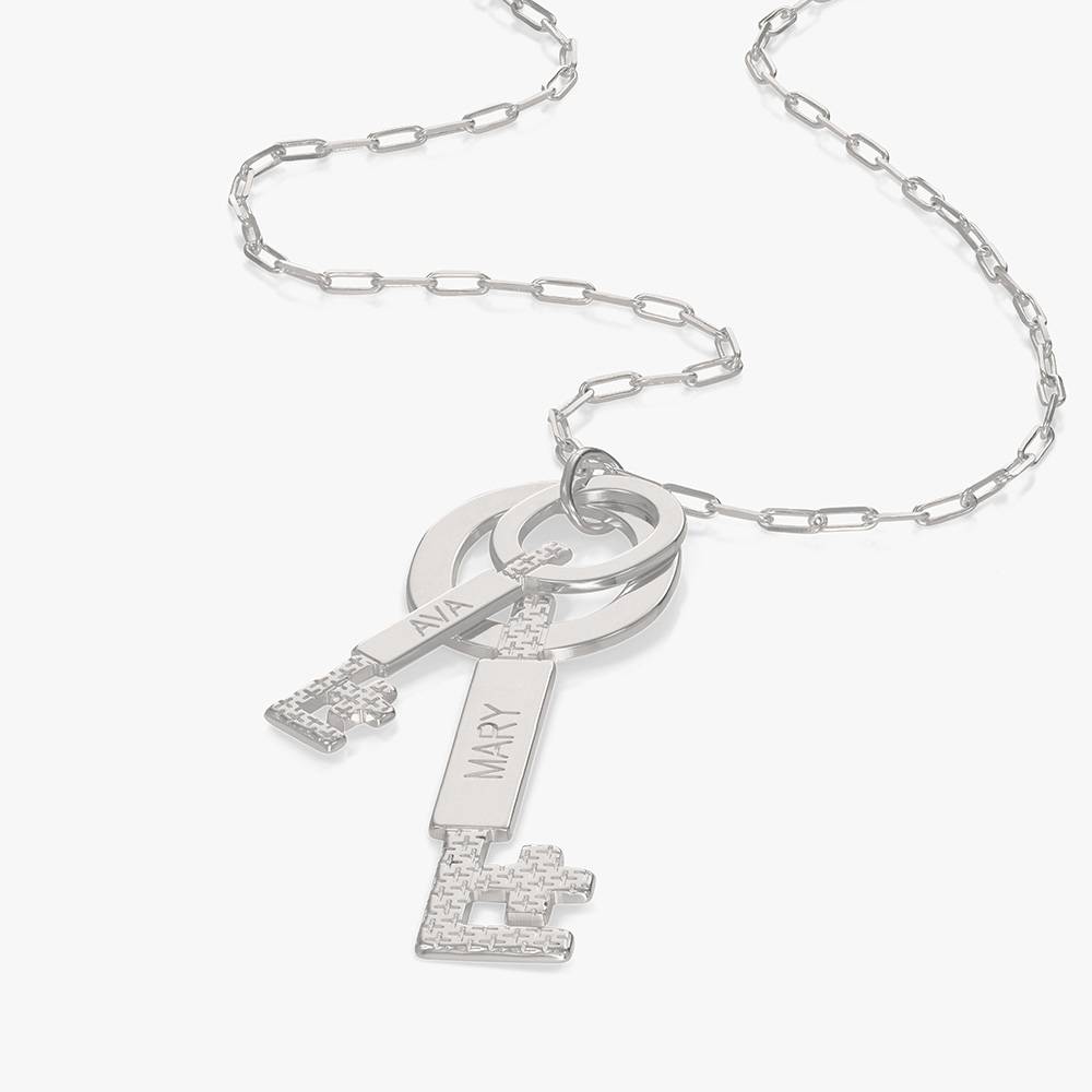 Oak&Luna Key Charm Necklace With Engraving - Silver-1 product photo