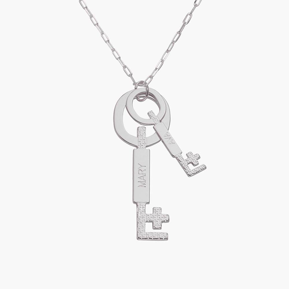 Oak&Luna Key Charm Necklace With Engraving - Silver-1 product photo