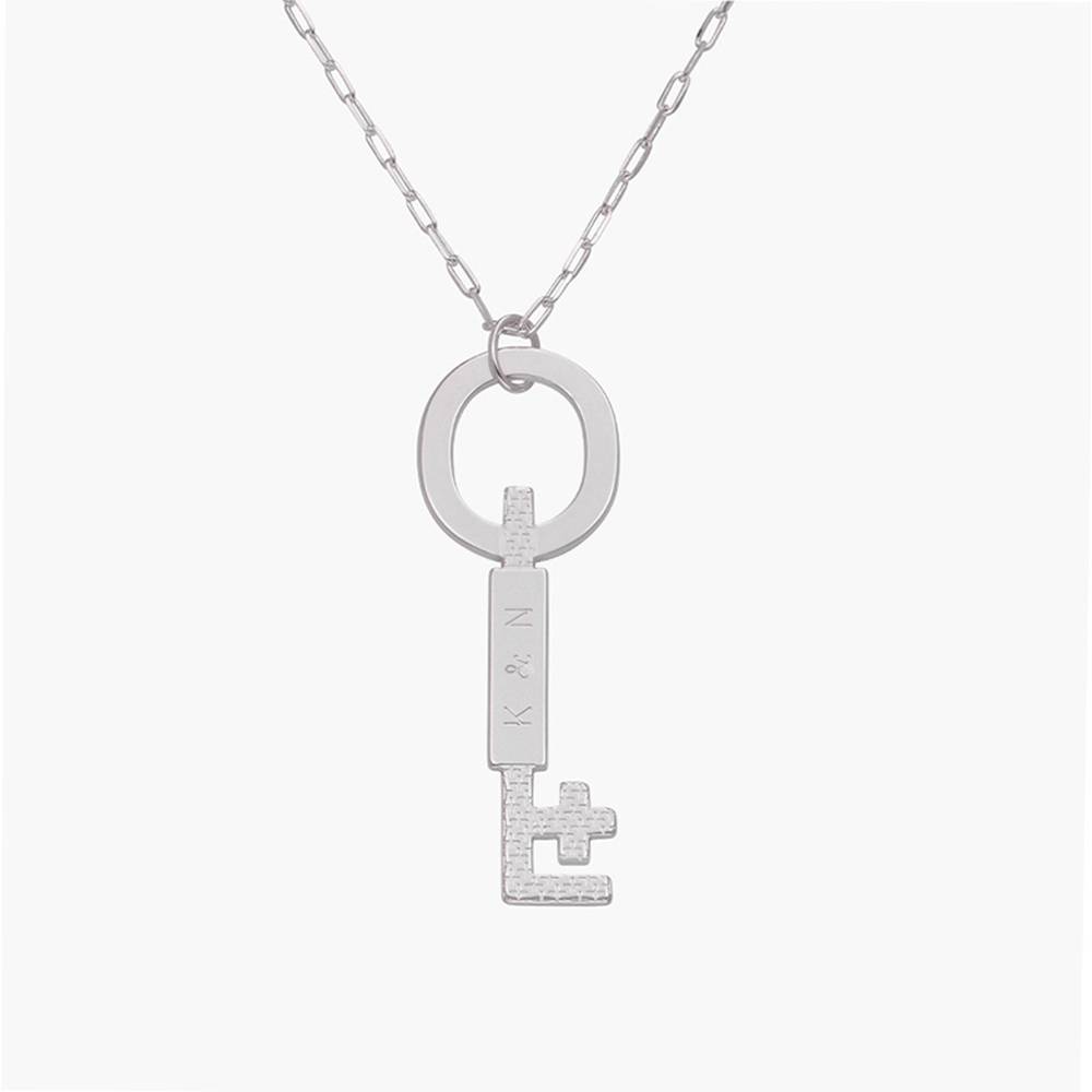 Oak&Luna Key Charm Necklace With Engraving - Silver-4 product photo