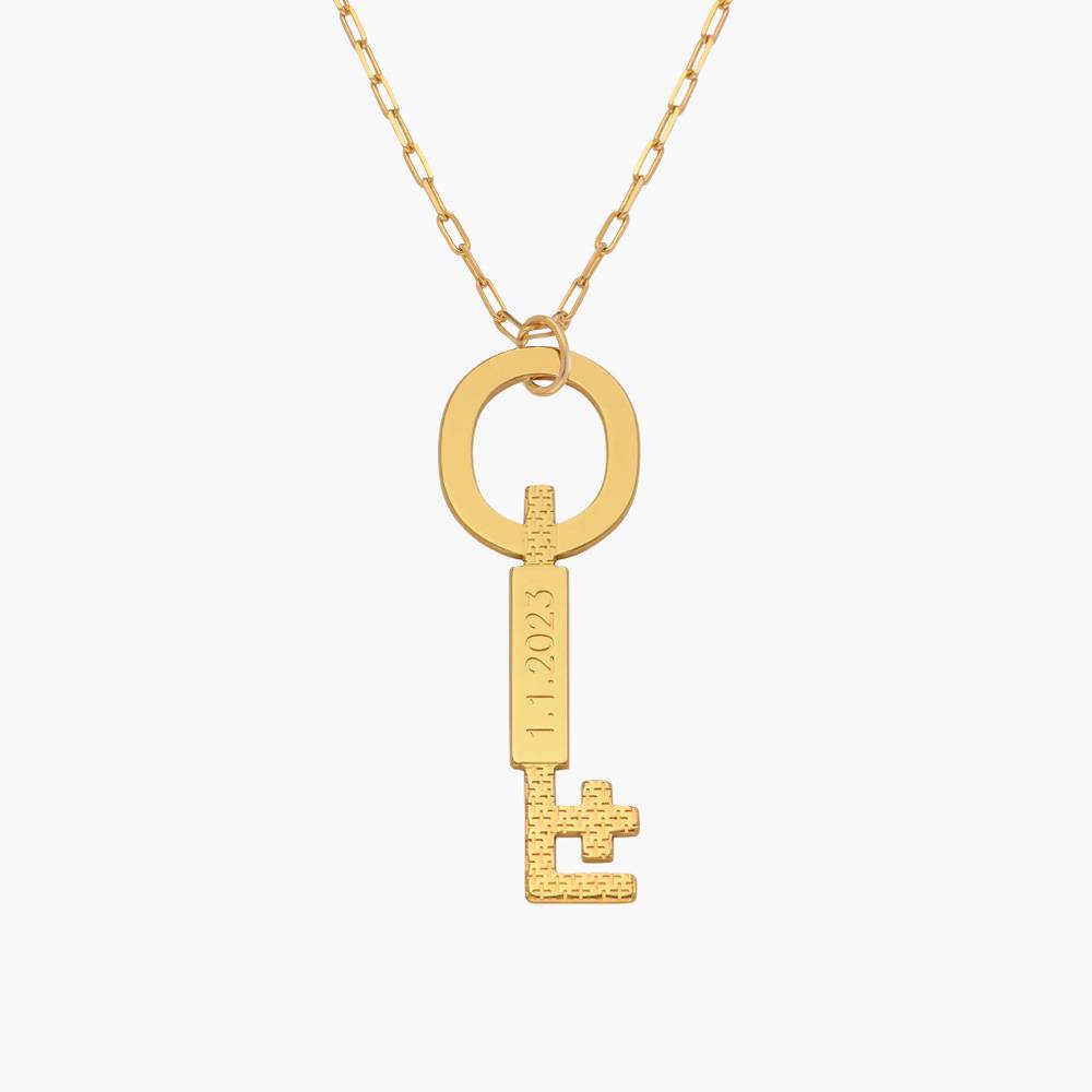 Oak&Luna Key Charm Necklace With Engraving - Gold Vermeil-3 product photo