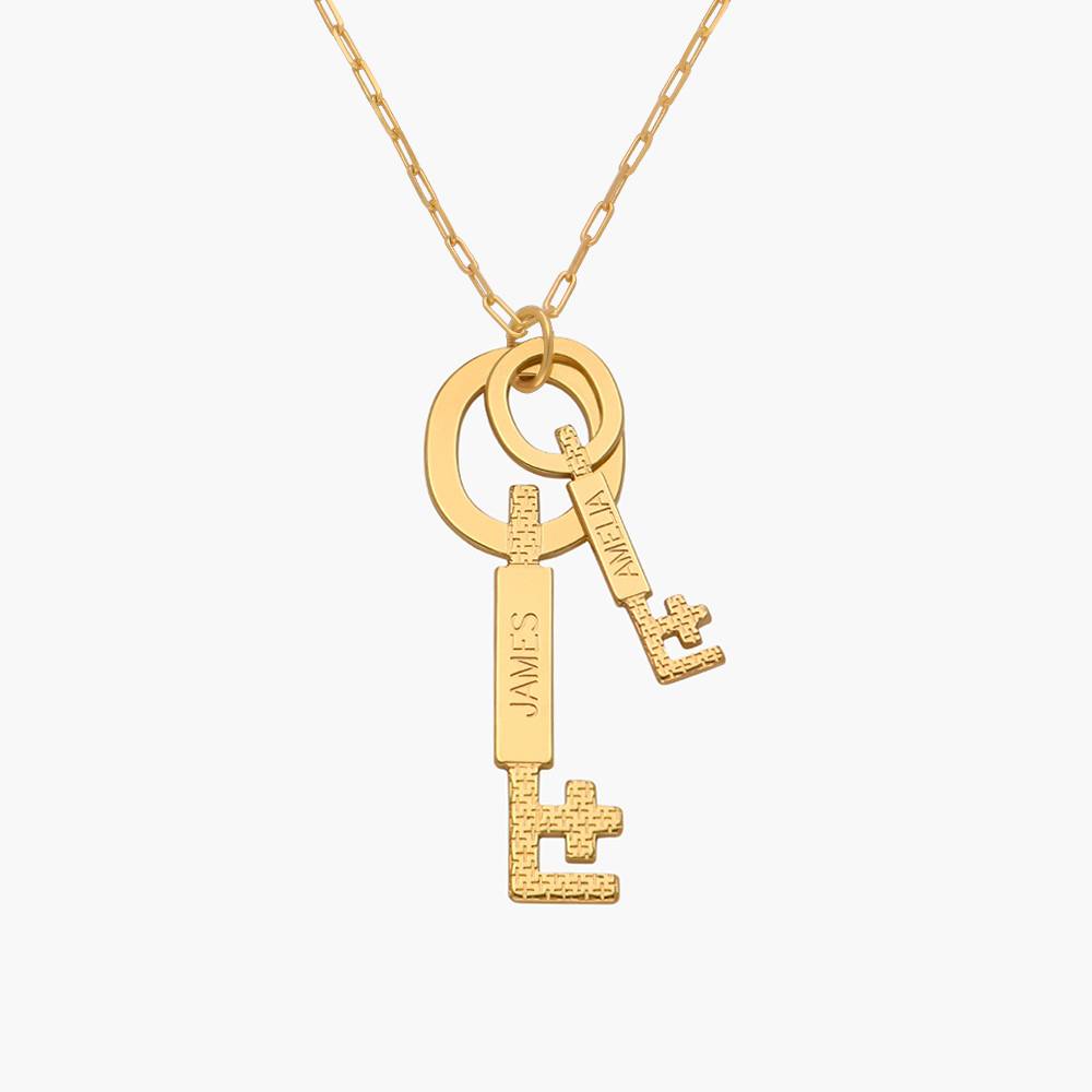 Oak&Luna Key Charm Necklace With Engraving - Gold Vermeil-2 product photo