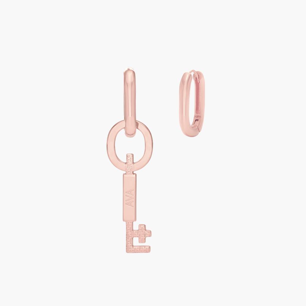 Oak&Luna Key Charm Earrings With Engraving - Rose Vermeil product photo