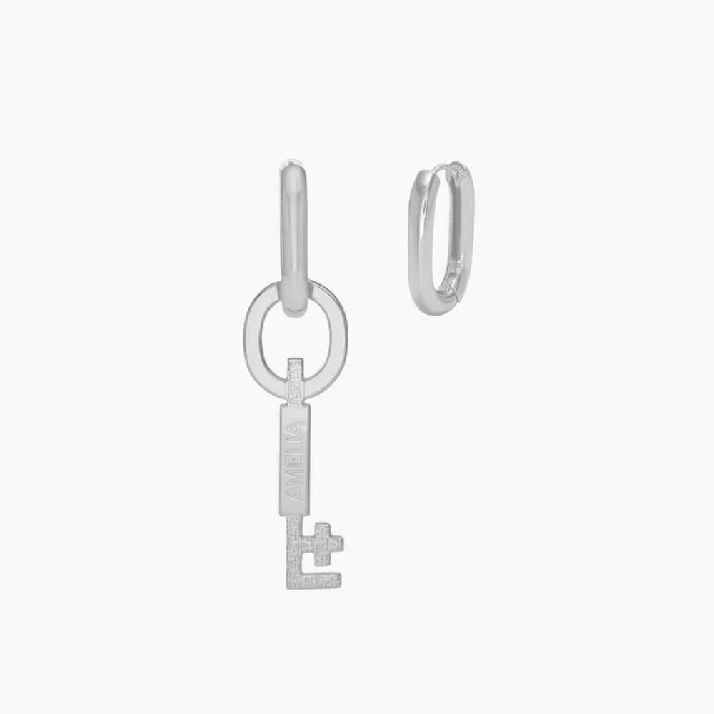 Oak&Luna Key Charm Earrings With Engraving - Silver-1 product photo