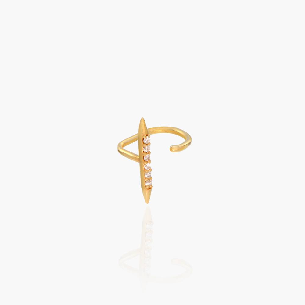 Open Cartilage Earring with Diamonds Bar- 14k Solid Gold product photo