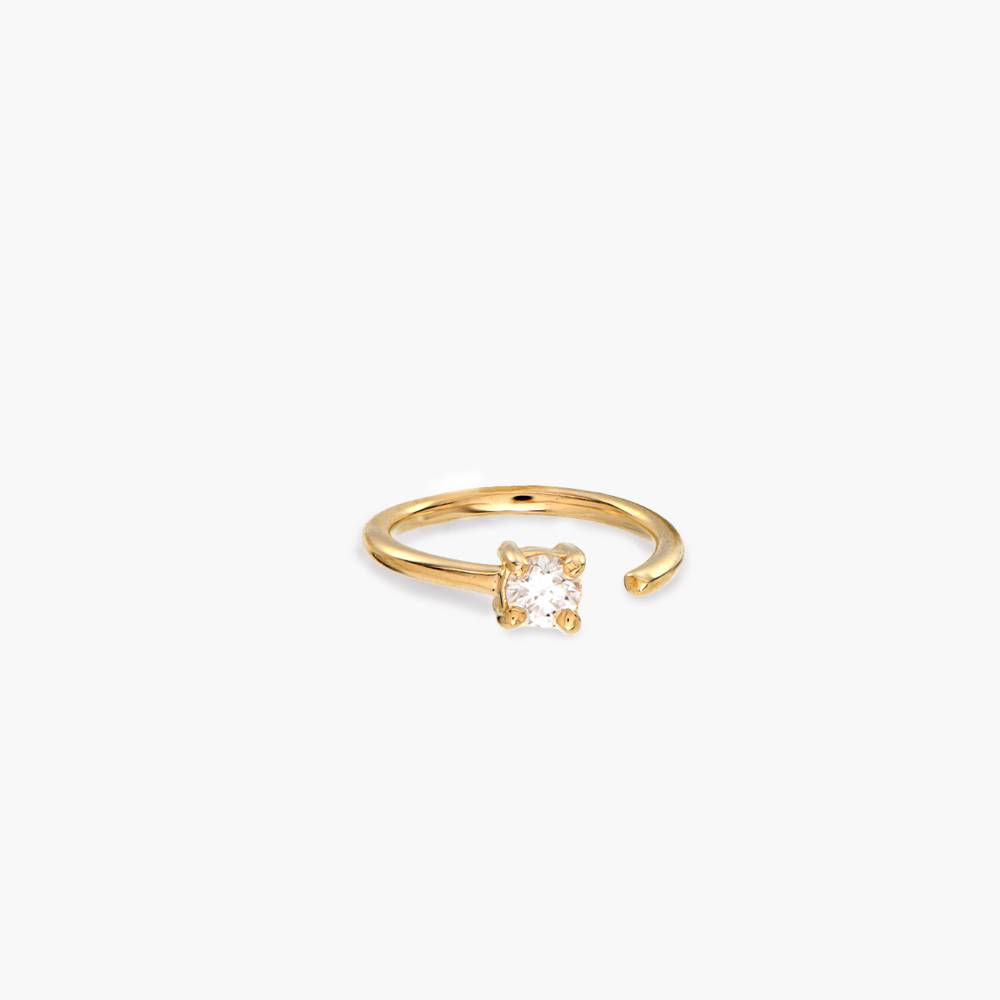 Open Hoop Single Earring with Diamond- 14k Solid Gold product photo