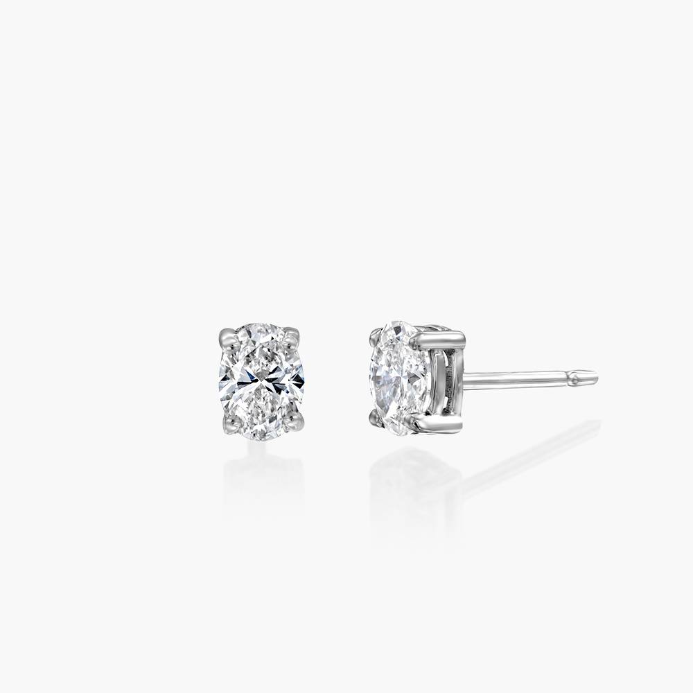 Oval Diamond Stud Earrings 0.4 CT- Silver