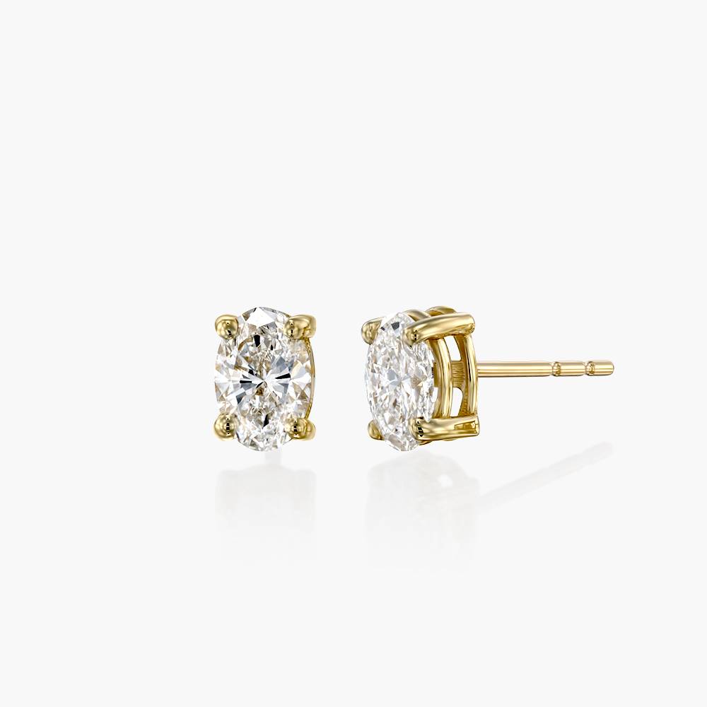 Oval Diamond Stud Earrings 0.6 CT- 14k Solid Gold
