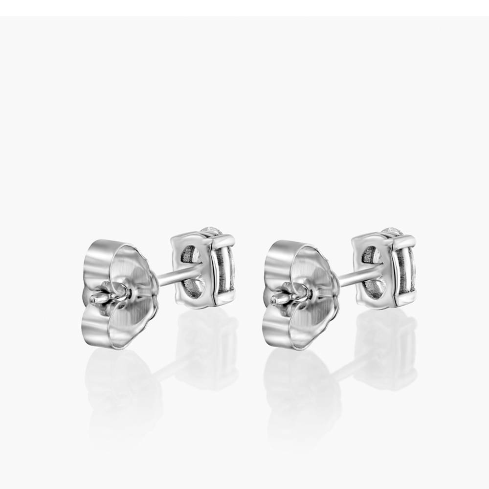 Oval Diamond Stud Earrings 0.8 CT- 14k White Solid Gold-2 product photo