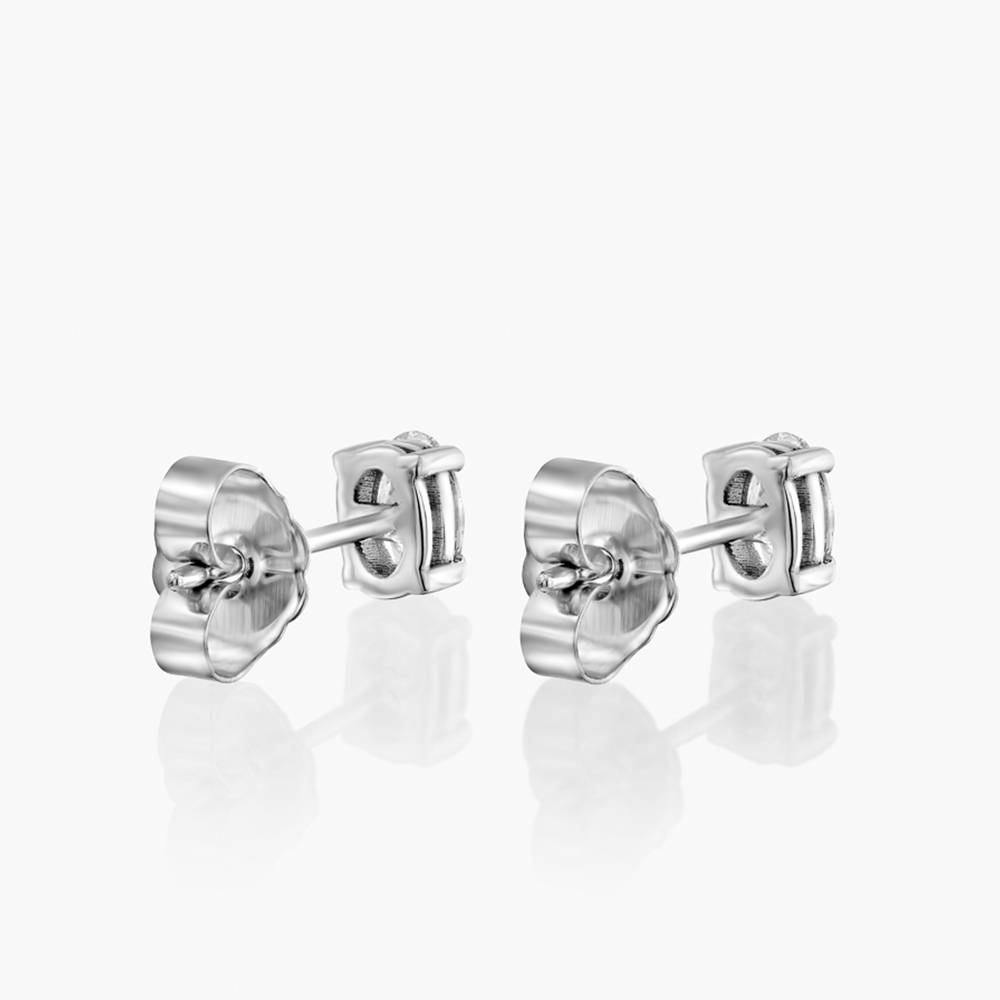 Oval Diamond Stud Earrings 1 CT- 14k White Solid Gold-2 product photo