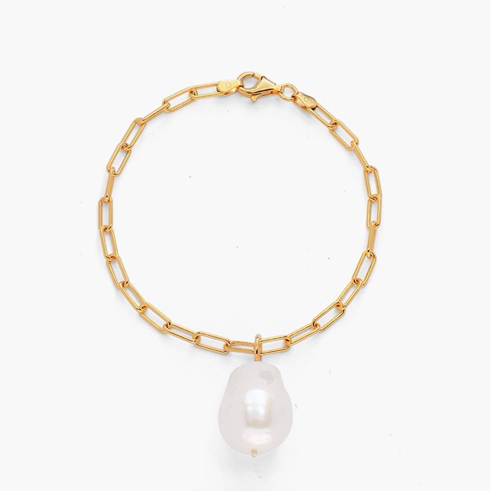 Paperclip Link Bracelet with Cultured Pearl Charm-4 product photo