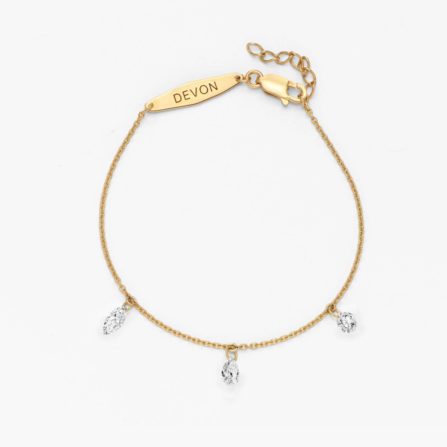 Personalized Capri Floating Diamond Bracelet- Gold Vermeil-1 product photo
