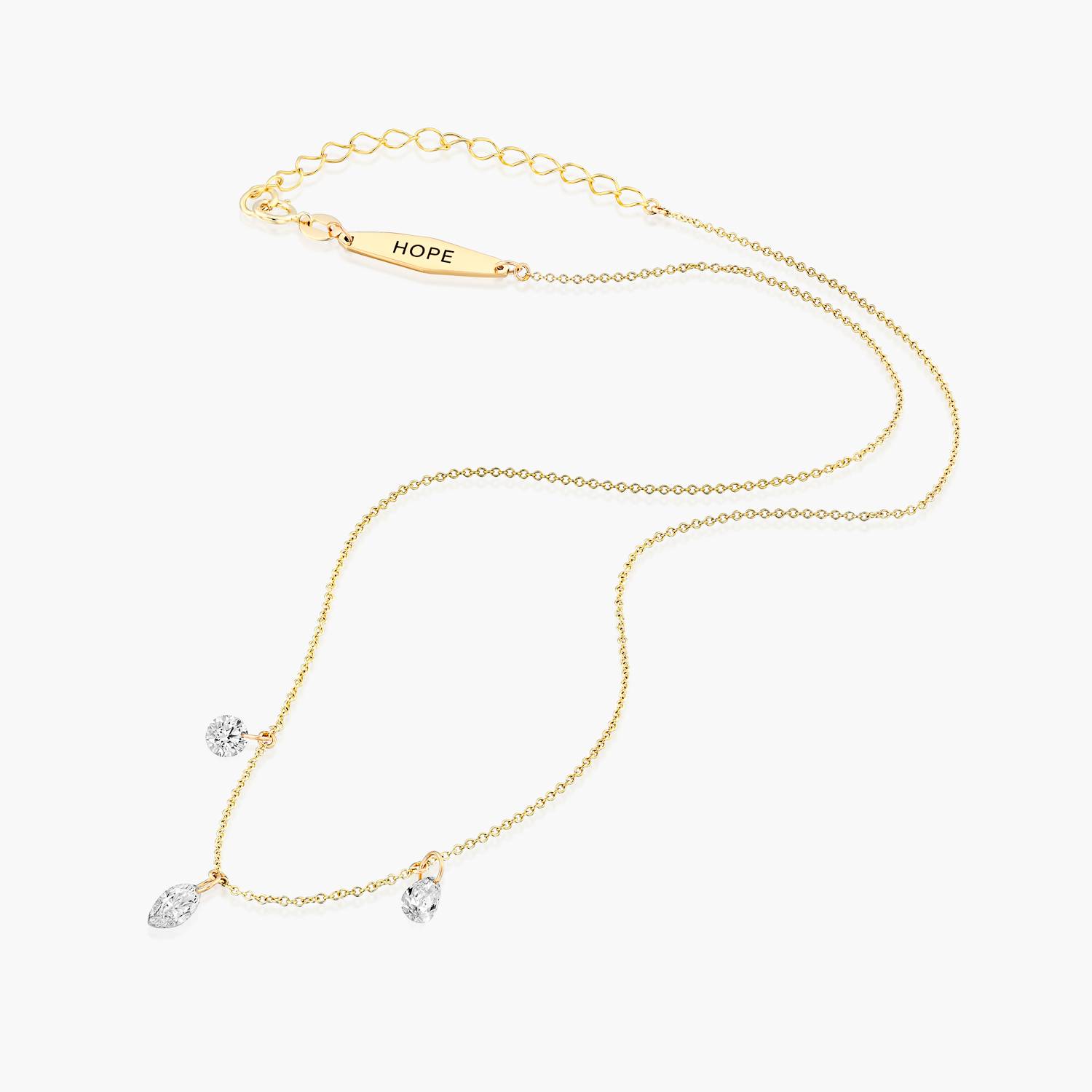 Personalized Capri Floating Diamond Necklace - 14k Solid Gold-3 product photo