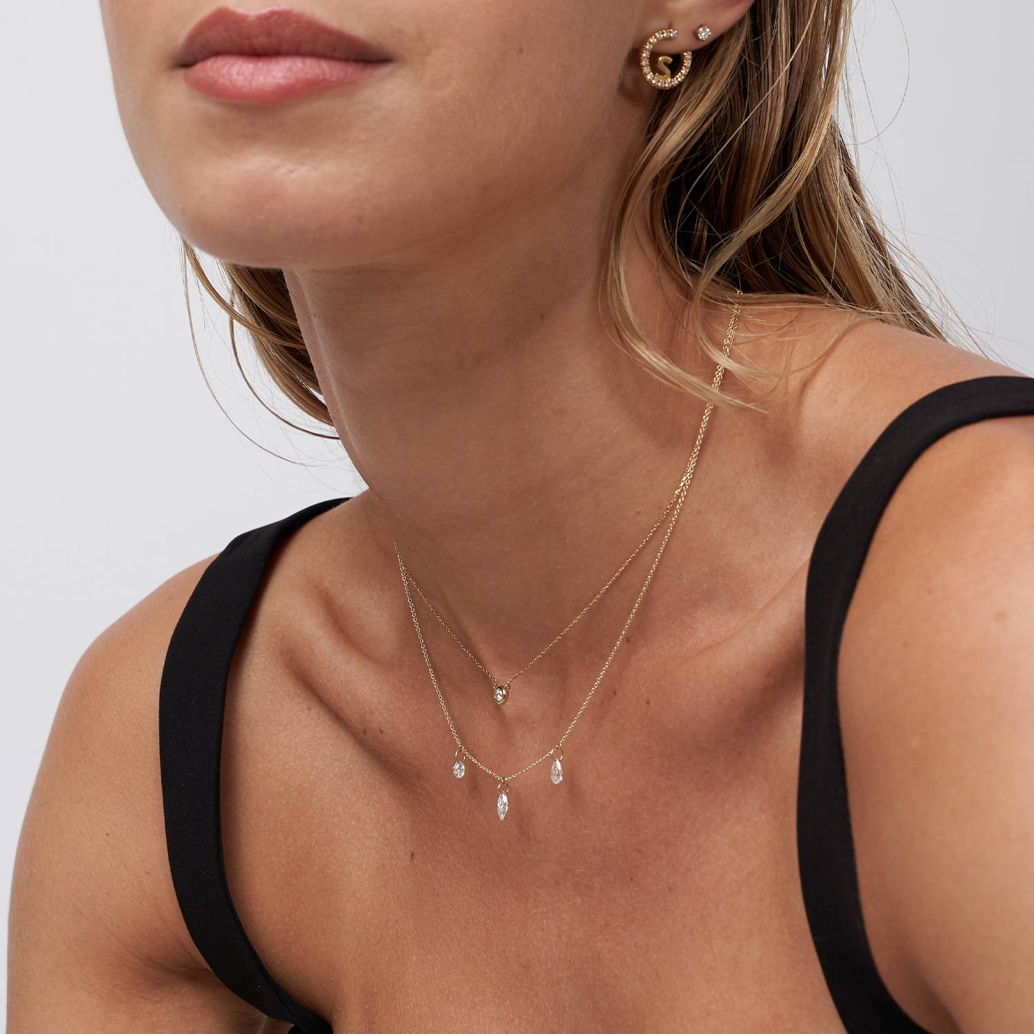 Rose Gold Medium Floating Diamond Necklace – Marissa Collections