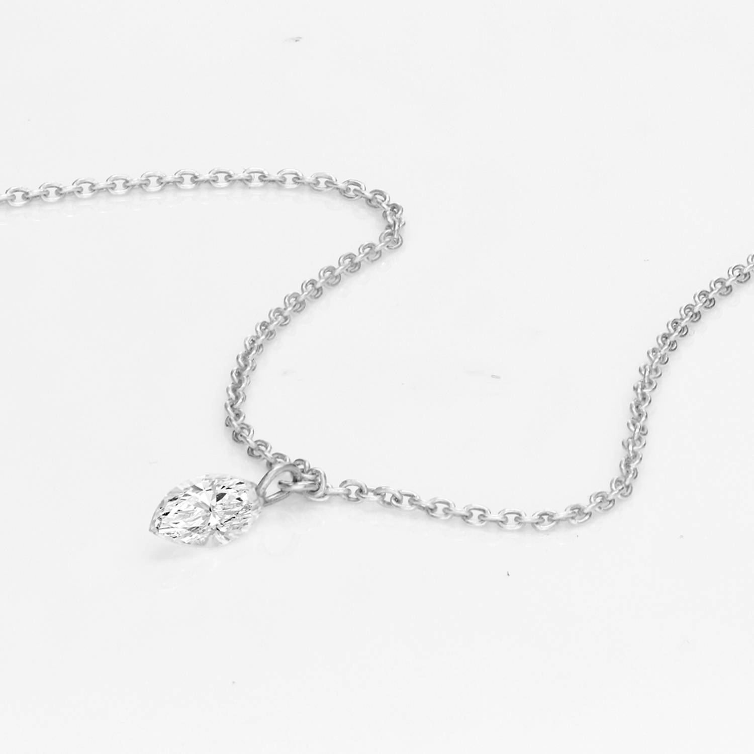 Personalized Capri Floating Diamond Necklace - Silver-3 product photo