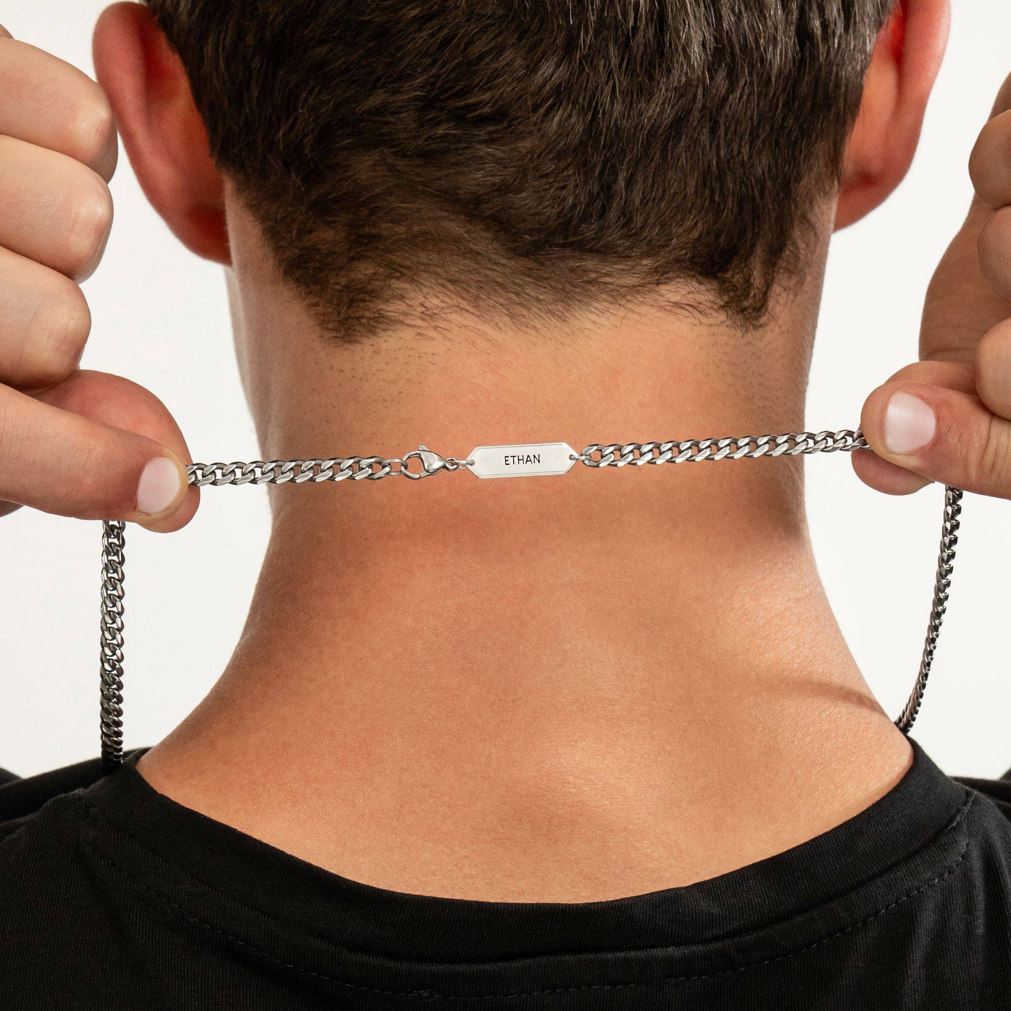 OAK & LUNA-Cuban Chain Necklace with Tags 22" (Stainless) 5mm-3 product photo