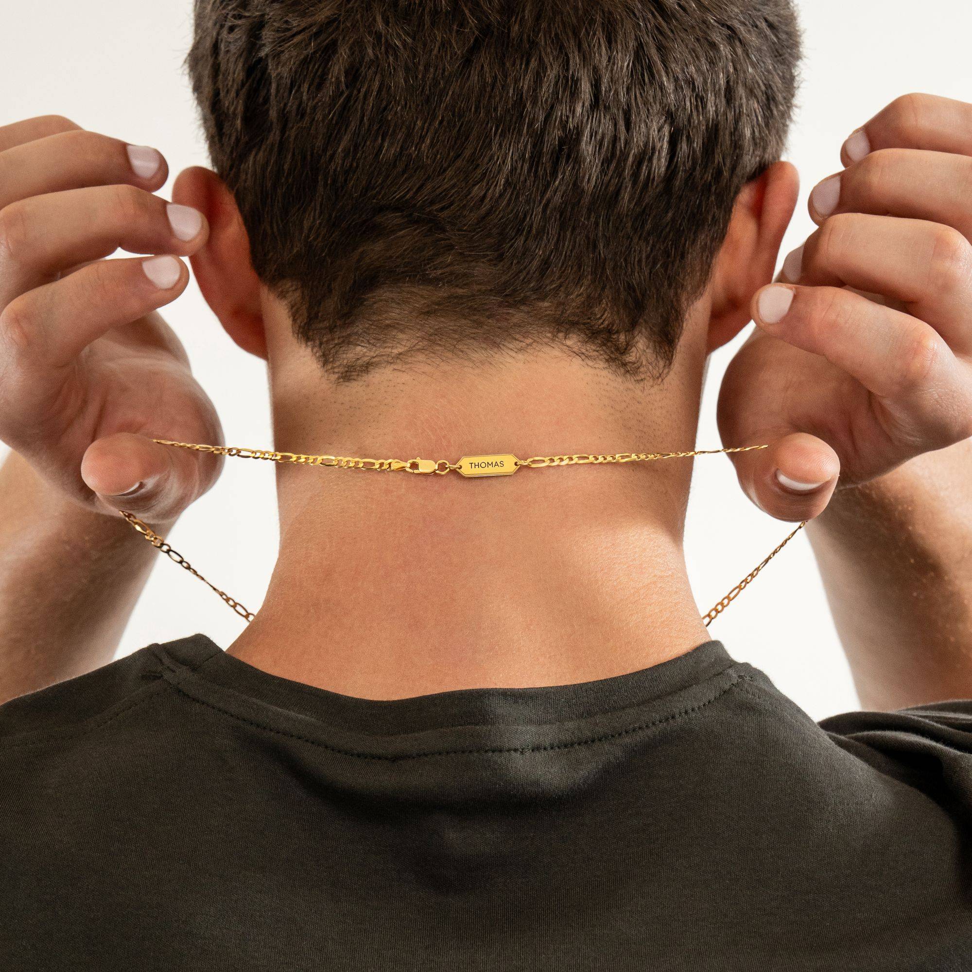 OAK & LUNA-Figaro Chain Necklace with Tags 24" (Gold) 3mm-4 product photo