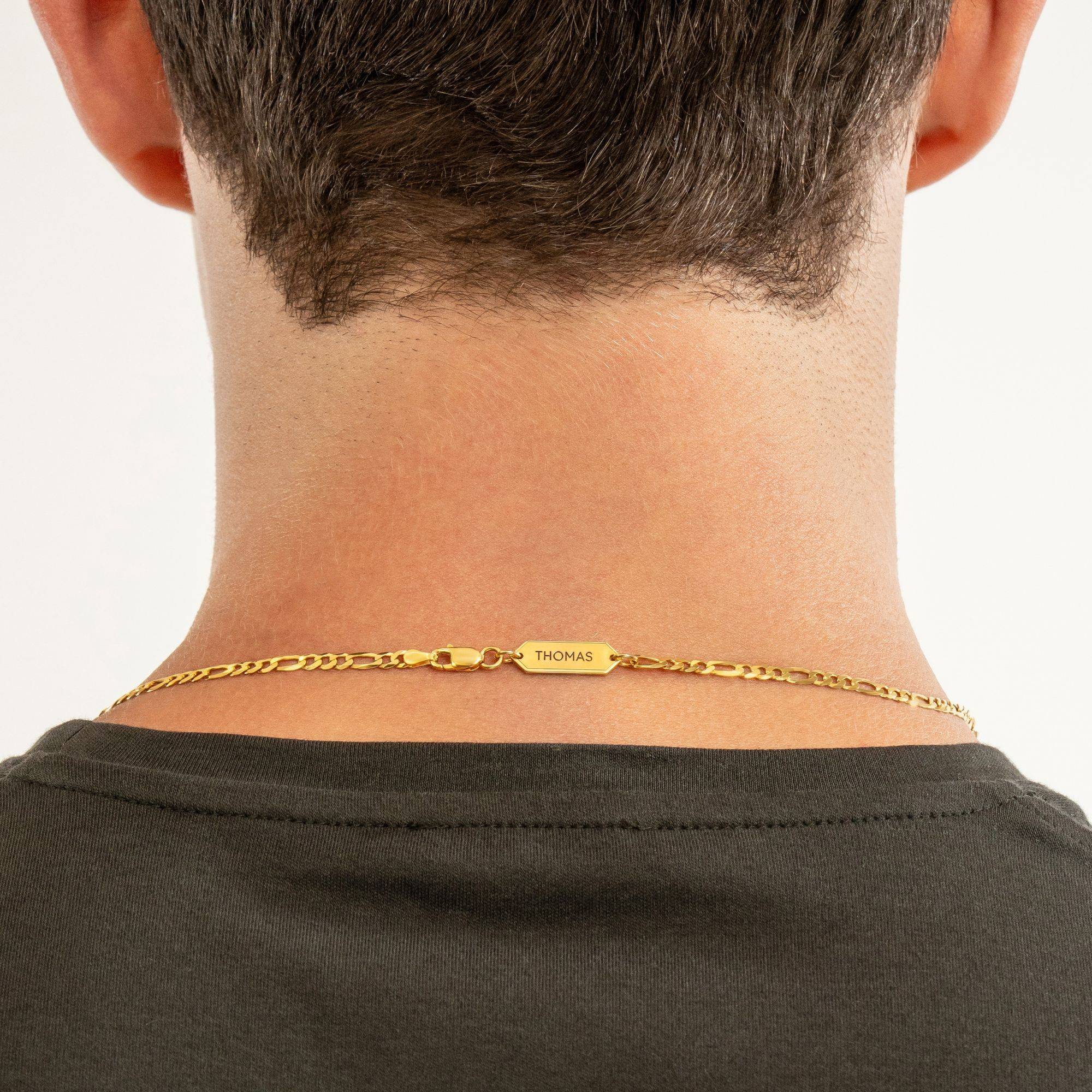 OAK & LUNA-Figaro Chain Necklace with Tags 24" (Gold) 3mm-2 product photo