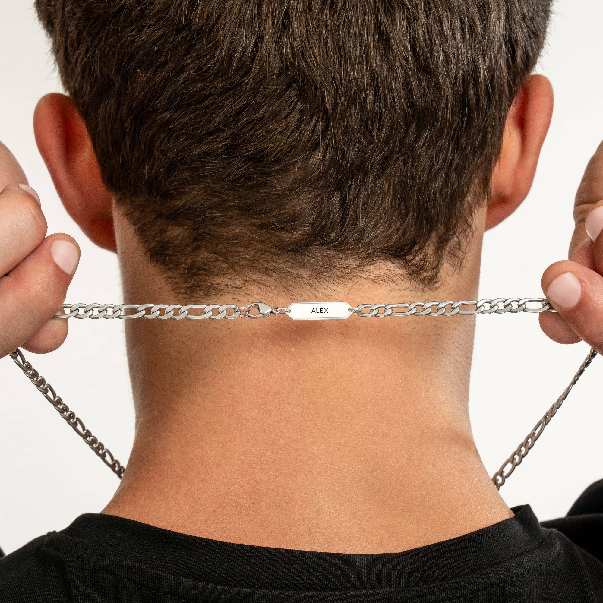 OAK & LUNA-Figaro Chain Necklace with Tags 24" (Stainless) 5mm-4 product photo