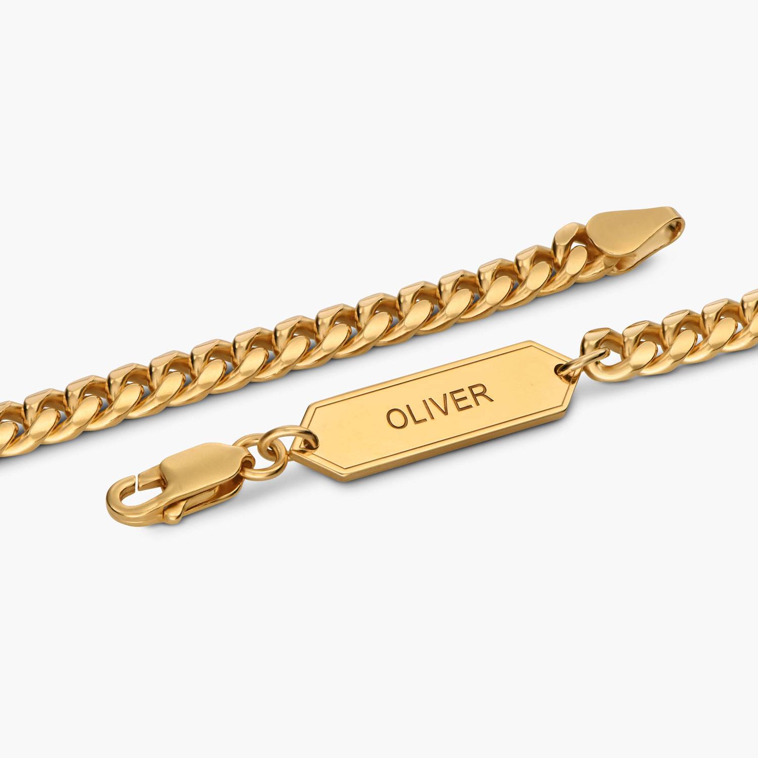 OAK & LUNA-Cuban Chain Bracelet with Tags 7.5" (Gold) 5mm-4 product photo