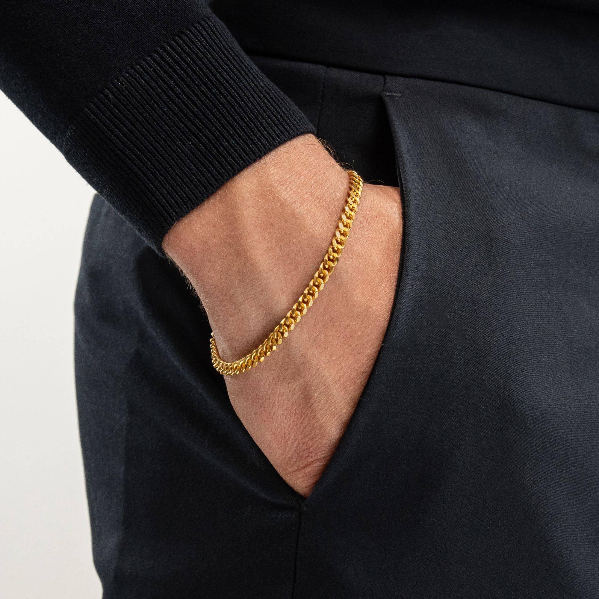 OAK & LUNA-Cuban Chain Bracelet with Tags 7.5" (Gold) 5mm-3 product photo