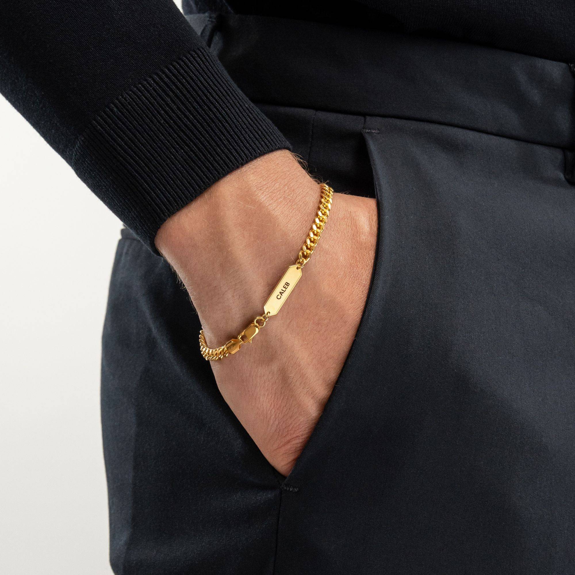 OAK & LUNA-Cuban Chain Bracelet with Tags 7.5" (Gold) 5mm-2 product photo