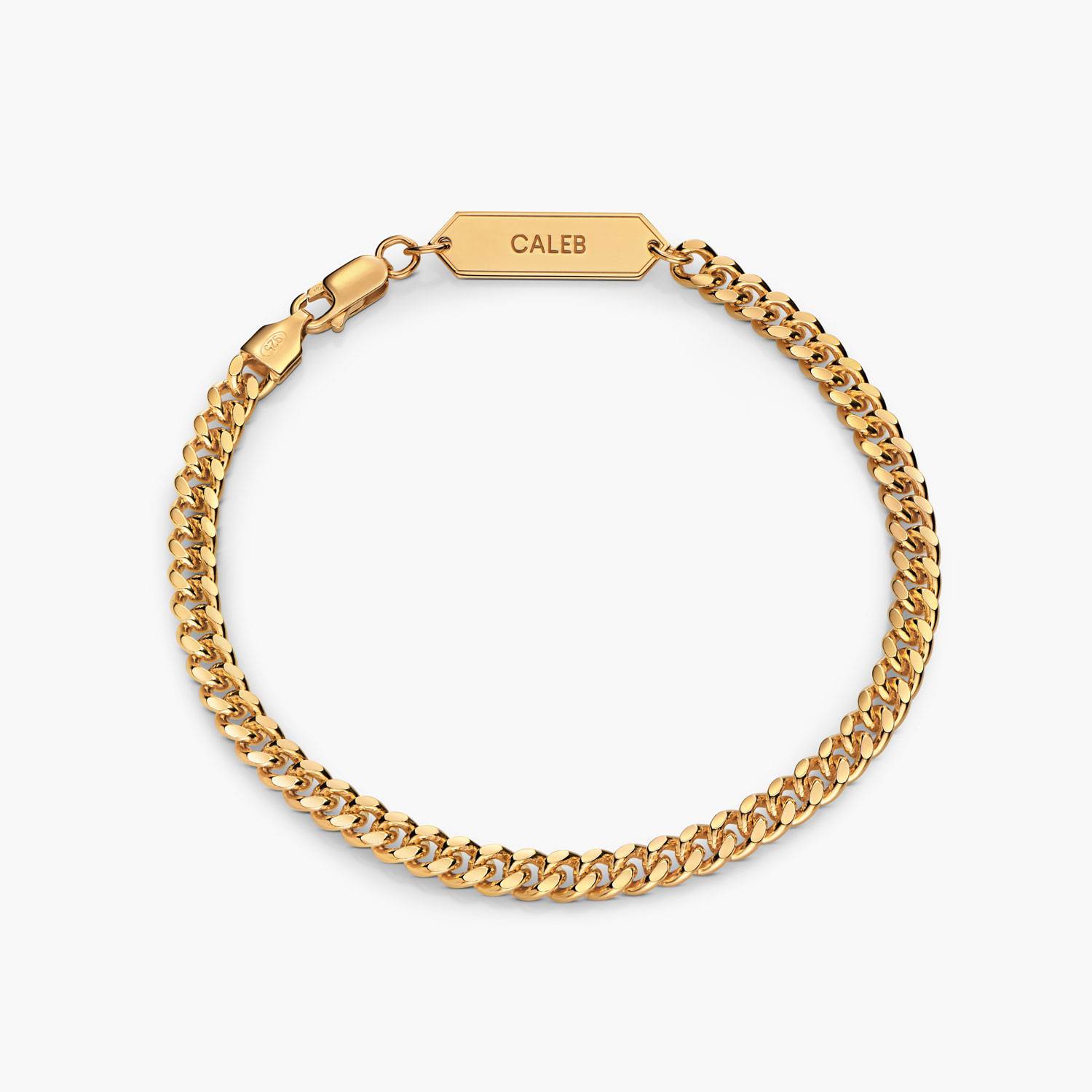 OAK & LUNA-Cuban Chain Bracelet with Tags 7.5" (Gold) 5mm-1 product photo