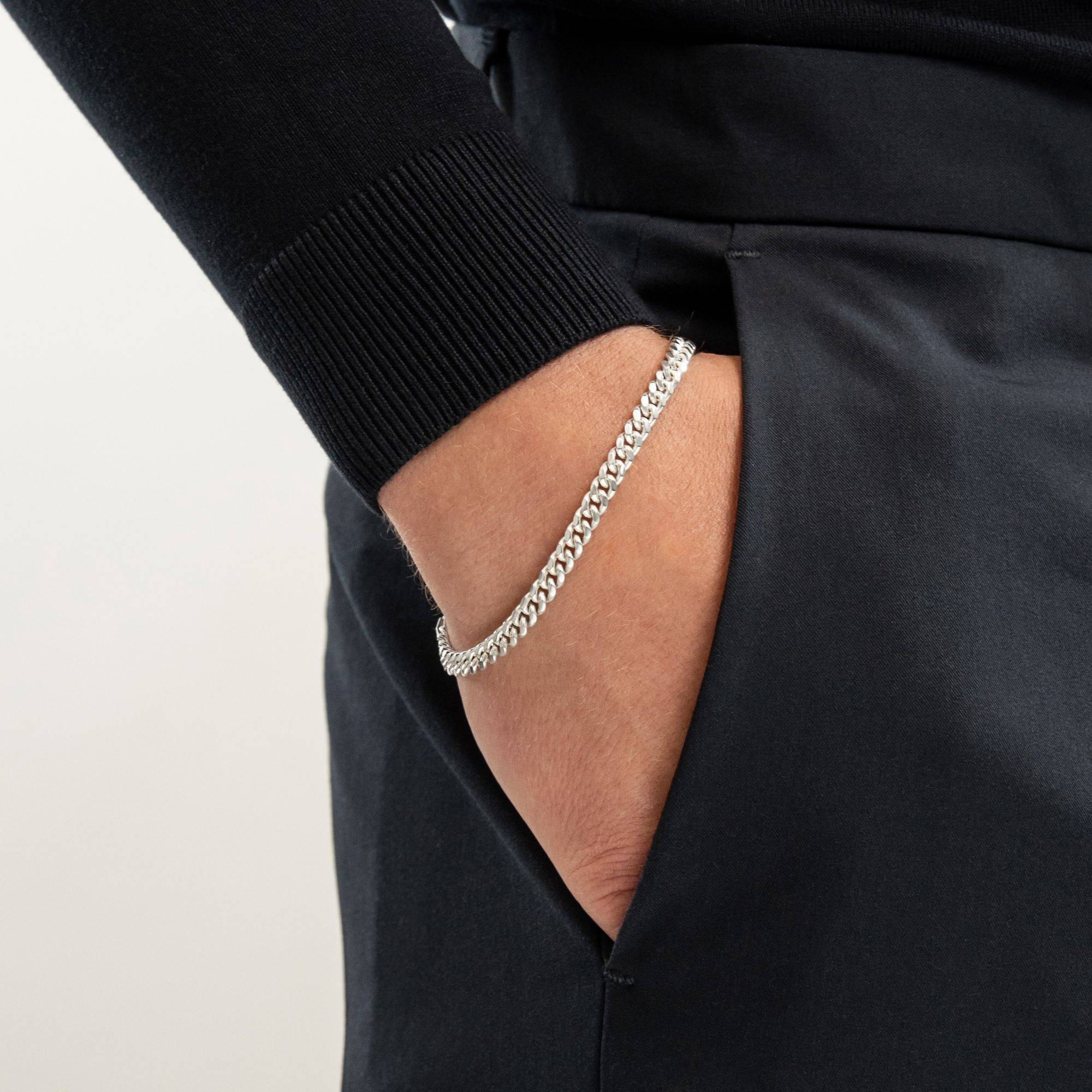 OAK & LUNA-Cuban Chain Bracelet with Tags 7.5" (Stainless) 5mm-4 product photo