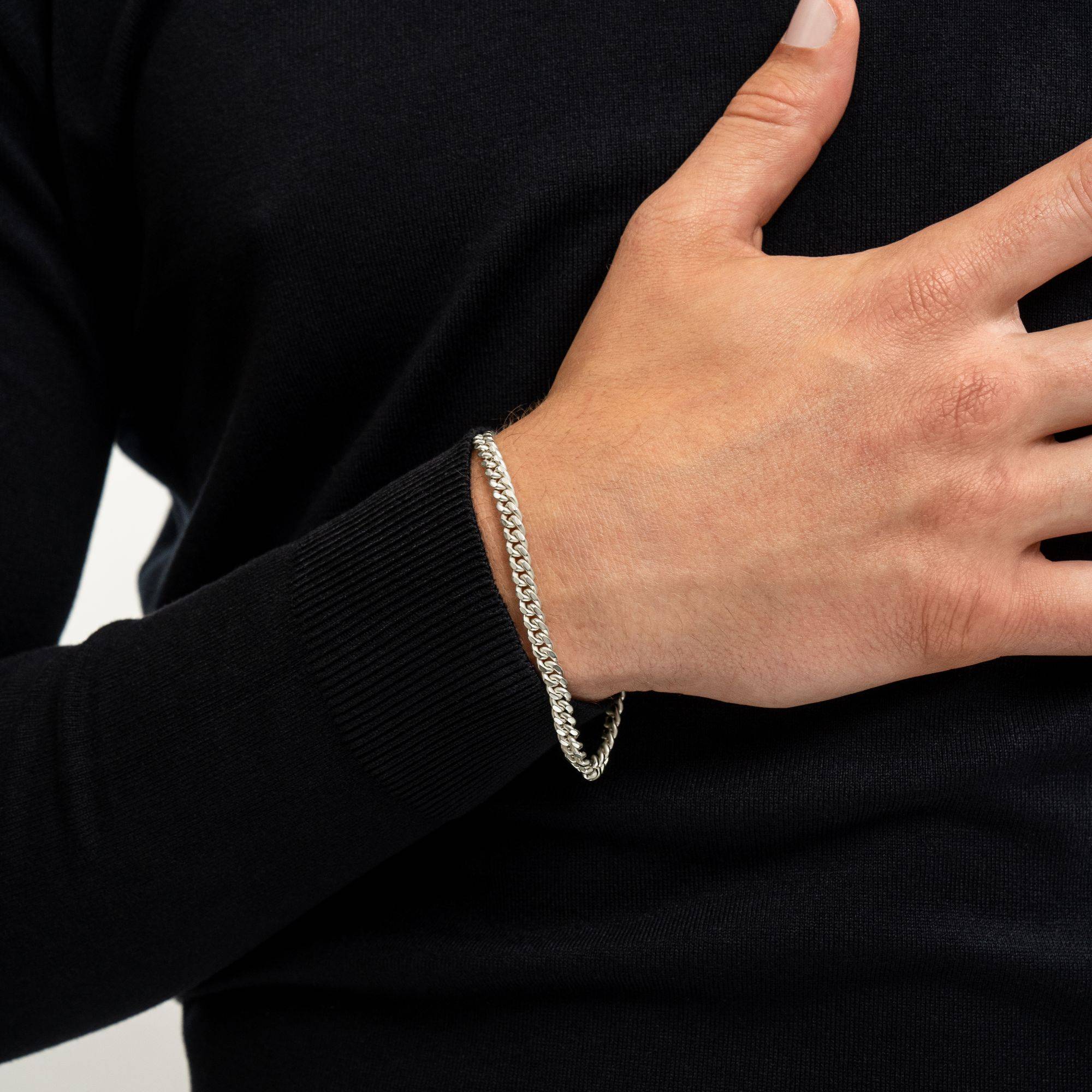 OAK & LUNA-Cuban Chain Bracelet with Tags 7.5" (Stainless) 5mm-5 product photo