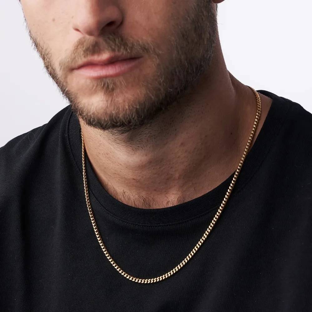 OAK & LUNA-Cuban Chain Necklace with Tags 22" (Gold) 3mm-4 product photo