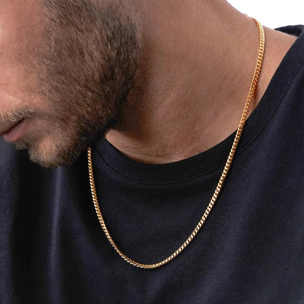 OAK & LUNA-Cuban Chain Necklace with Tags 22" (Gold) 3mm-5 product photo
