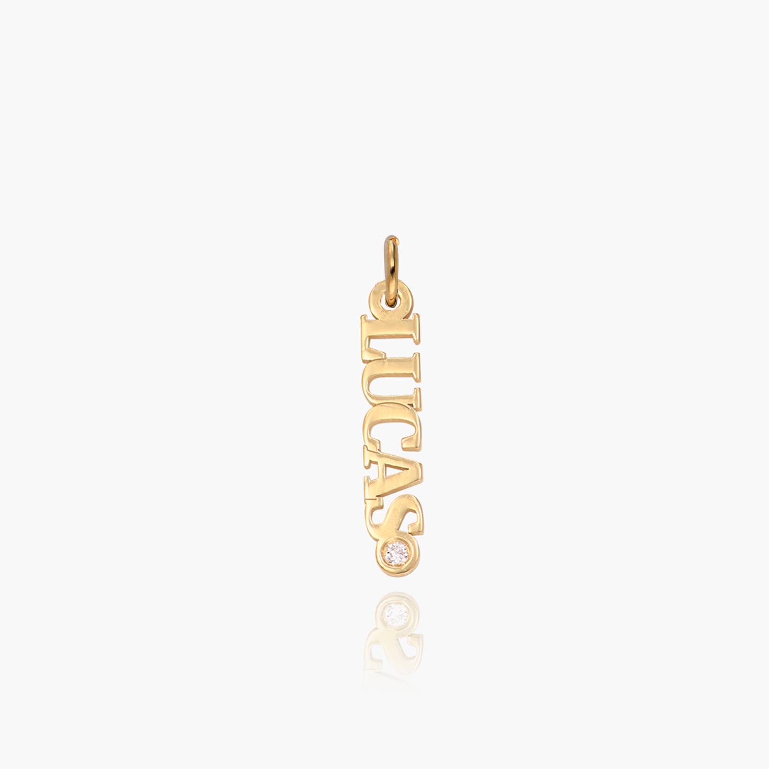 Personalized Name Charm with Diamond - 14k Solid Gold product photo