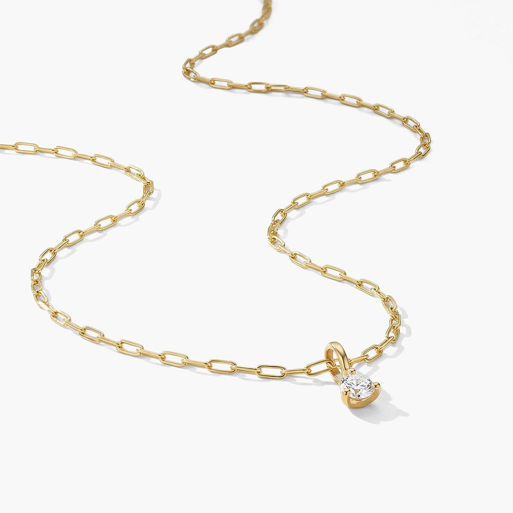 Petite Paperclip Necklace with Diamond - Gold Vermeil-1 product photo