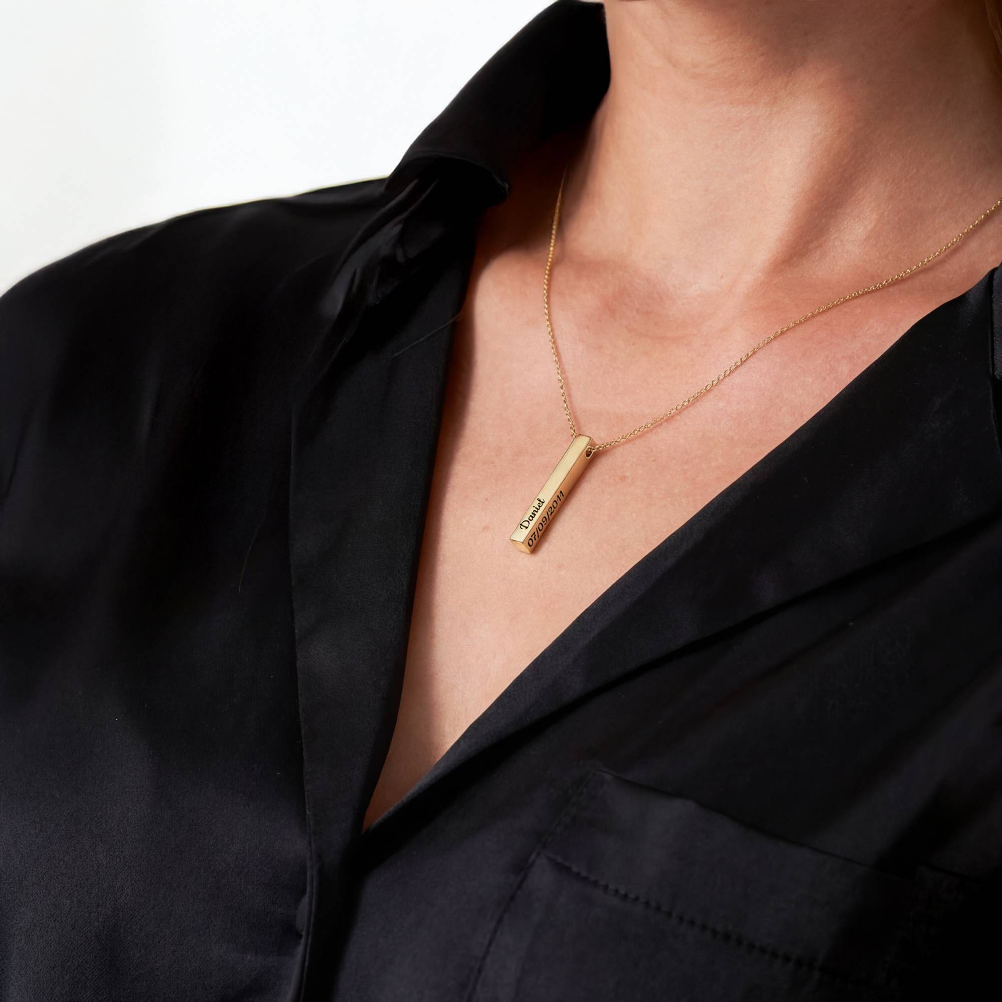 Pillar Bar Necklace - 10K Solid Gold-3 product photo