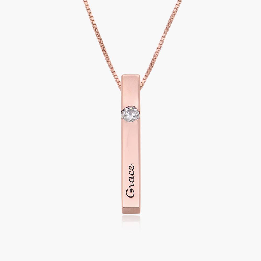 Pillar Bar Necklace With 0.25ct Diamond- Rose Vermeil product photo