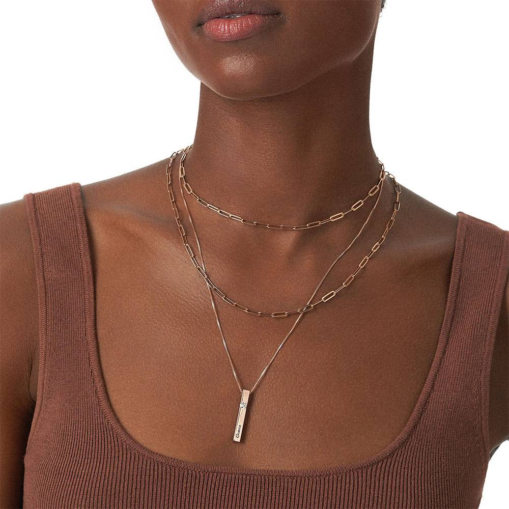Pillar Bar Necklace With 0.25ct Diamond- Rose Vermeil-2 product photo