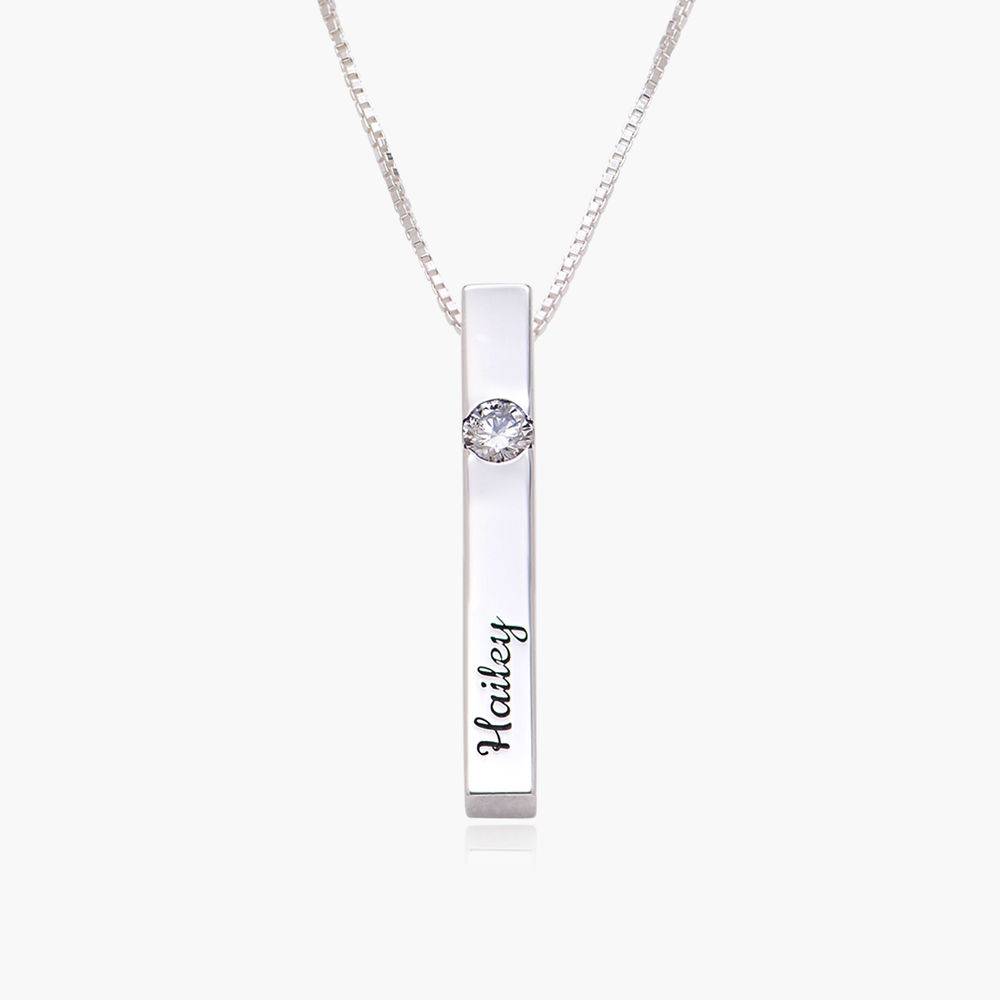 Pillar Bar Necklace With 0.25ct Diamond- Silver-5 product photo