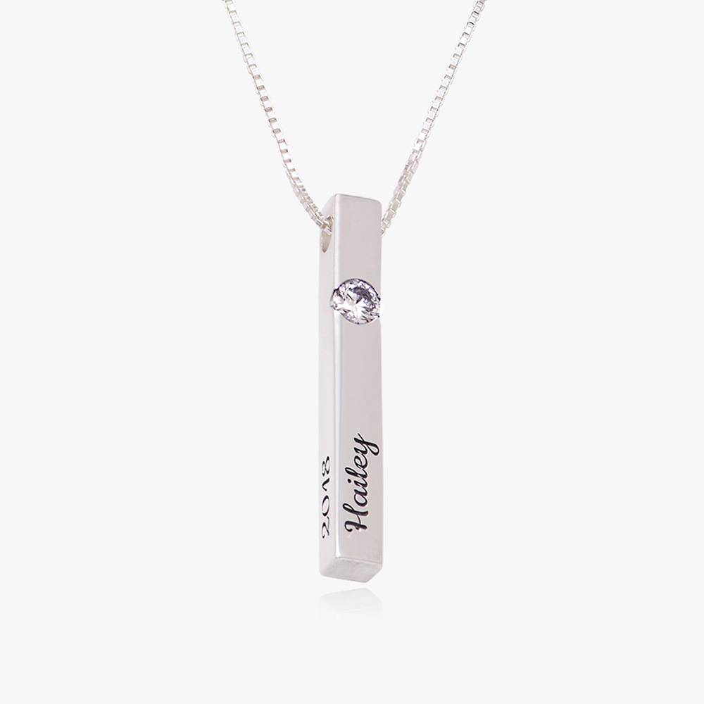 Pillar Bar Necklace With 0.25ct Diamond- Silver-6 product photo