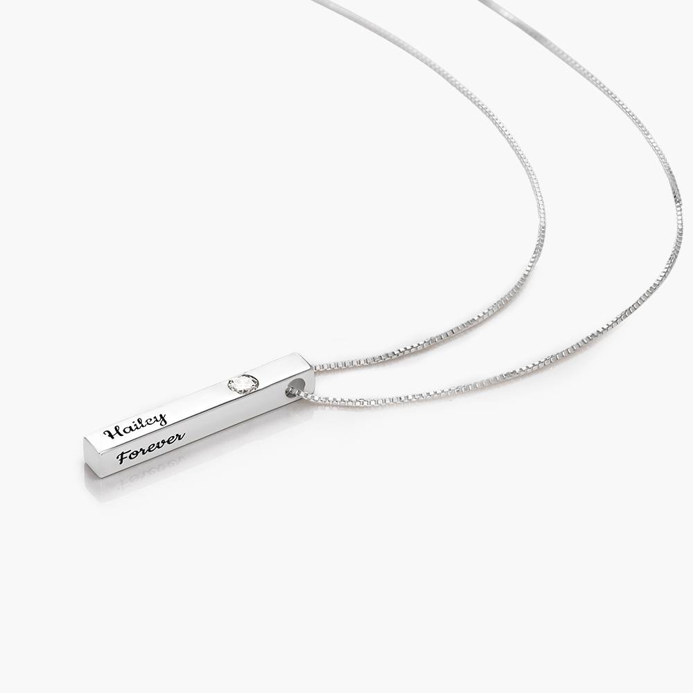 Pillar Bar Necklace With 0.25ct Diamond- Silver-2 product photo