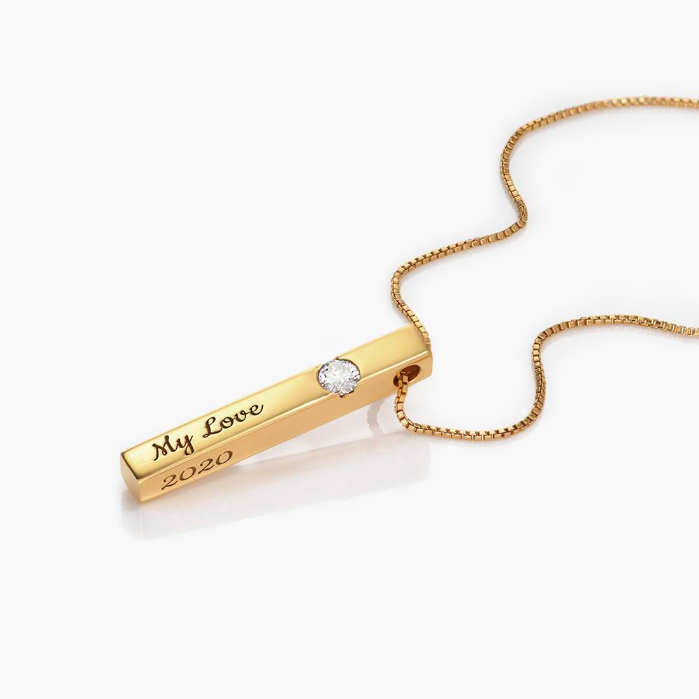 Pillar Bar Necklace With 0.25ct Diamond- Vermeil-4 product photo