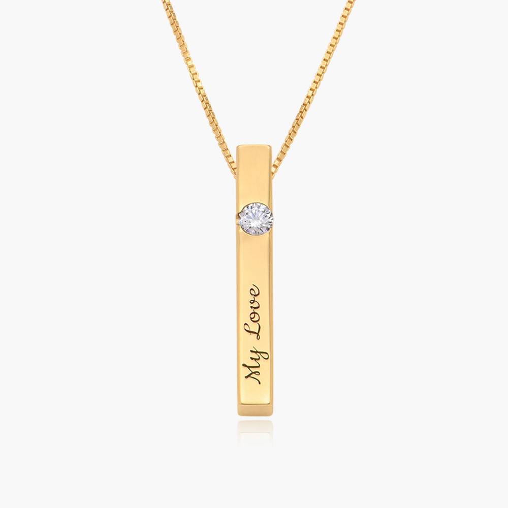 Pillar Bar Necklace With 0.25ct Diamond Vermeil Oak & Luna
