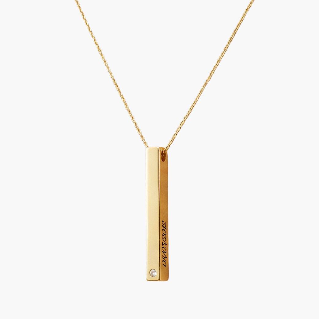 Pillar Bar Necklace with Diamond - 10k Solid Gold-1 product photo