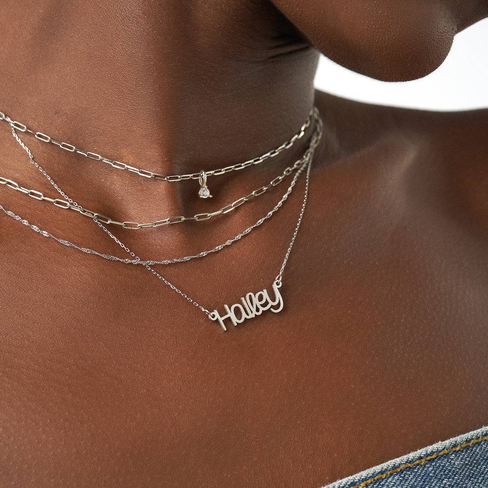 Pixie Name Necklace – 14k Solid White Gold-2 product photo