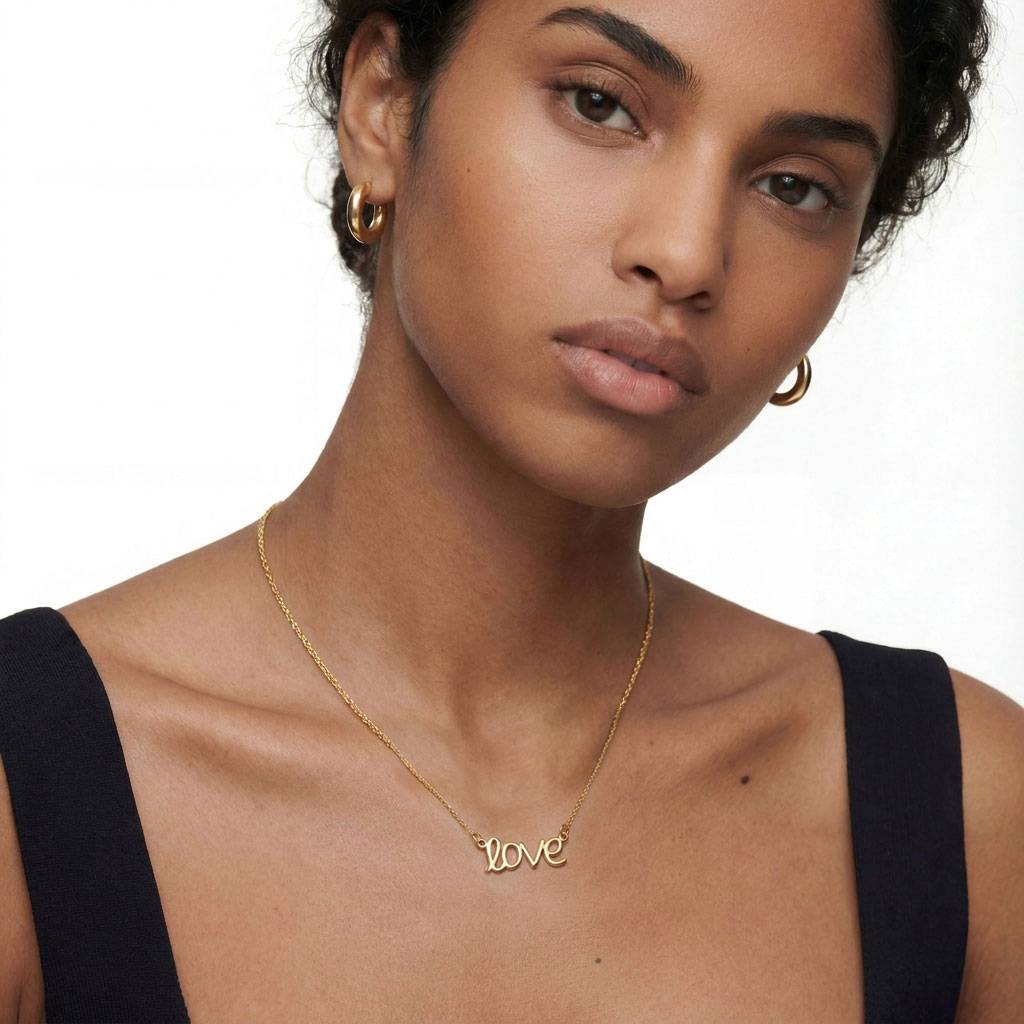 Pixie Name Necklace - 14K Solid Gold-3 product photo