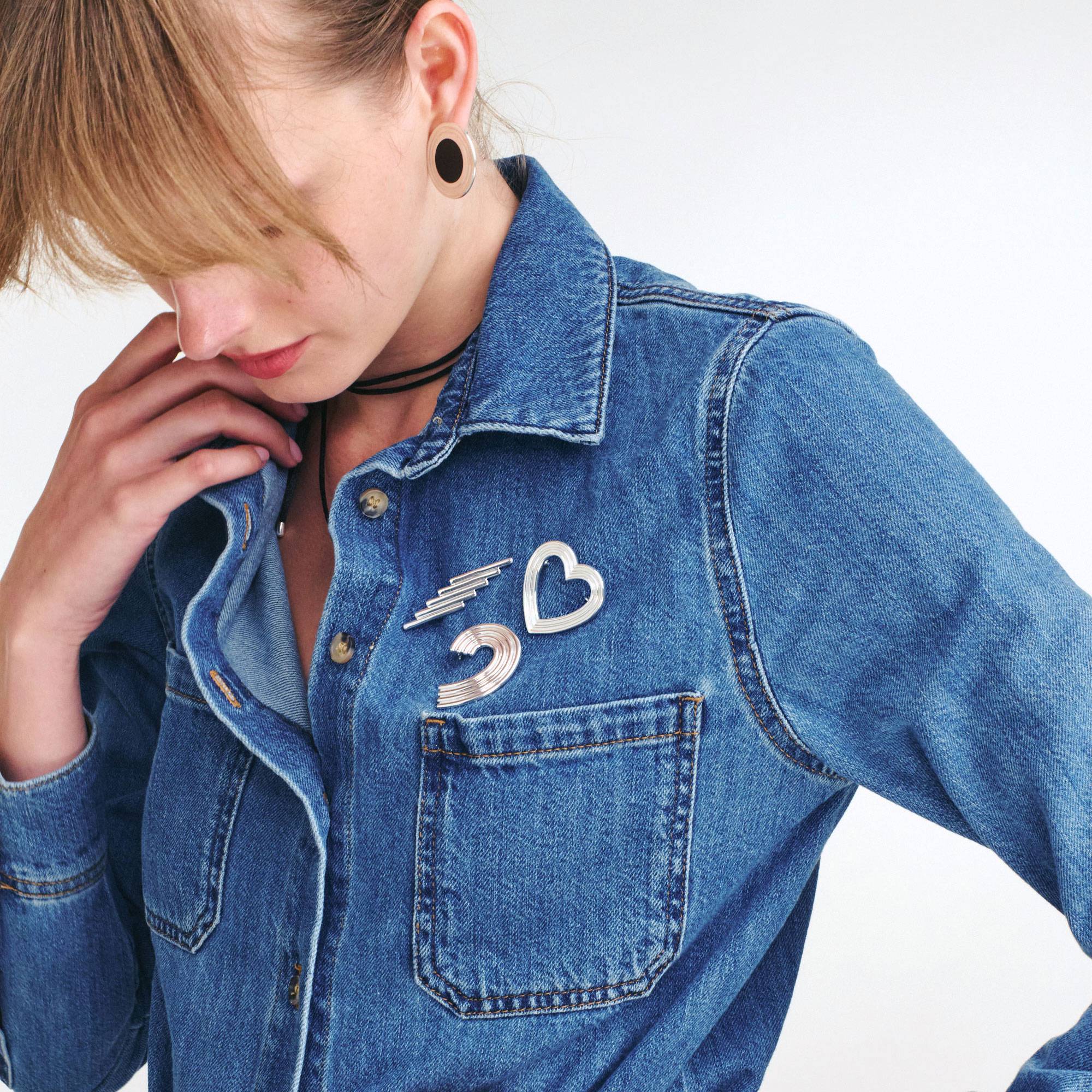 Power Hearts Brooch- Silver-3 product photo