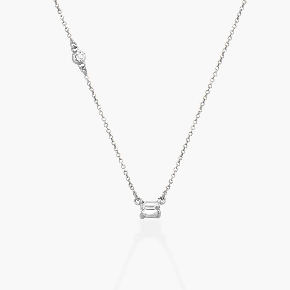 Princess Multi-Diamond Necklace with 0.3 ct Custom Diamond- Silver-2 product photo