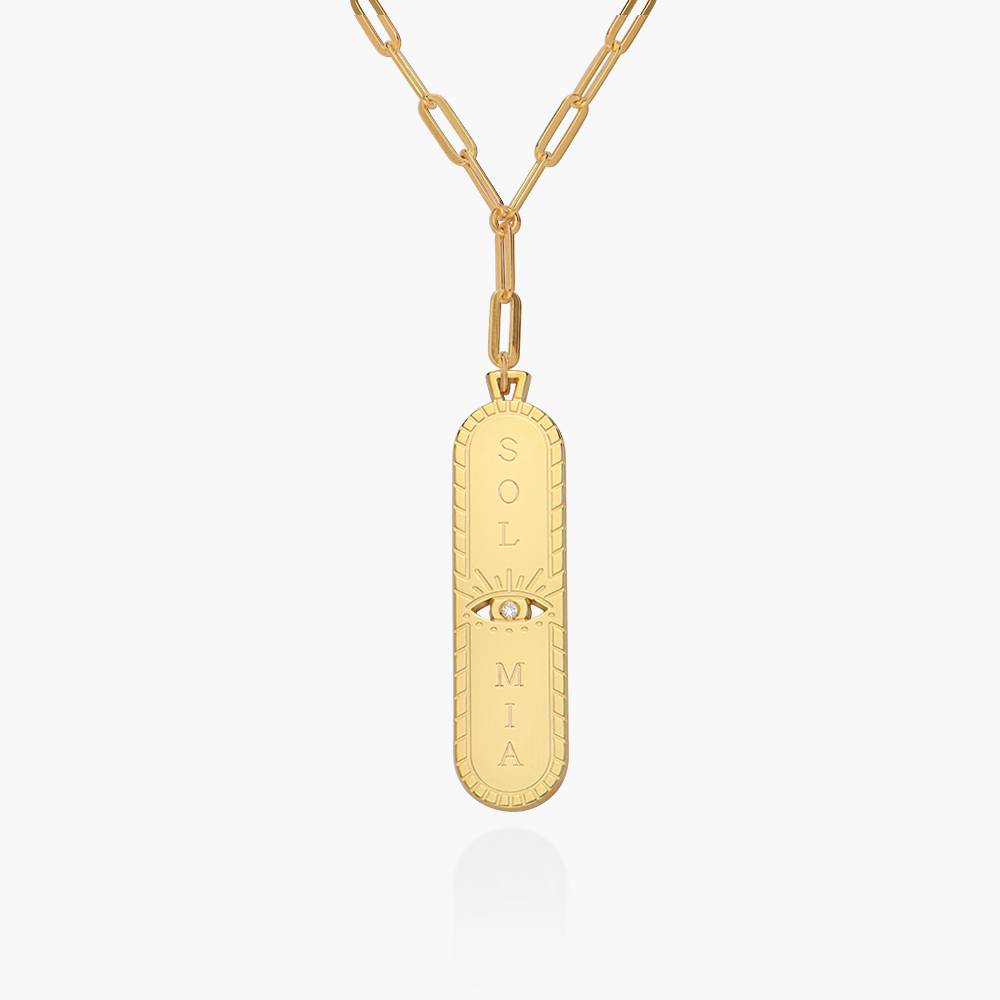 Protection Engraved Bar with Diamonds - Gold Vermeil-3 product photo