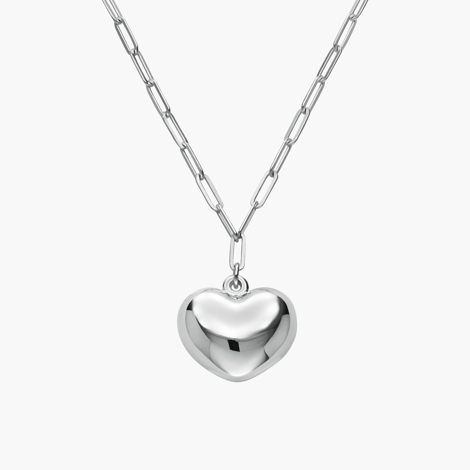 Puffy Heart Pendant- Silver