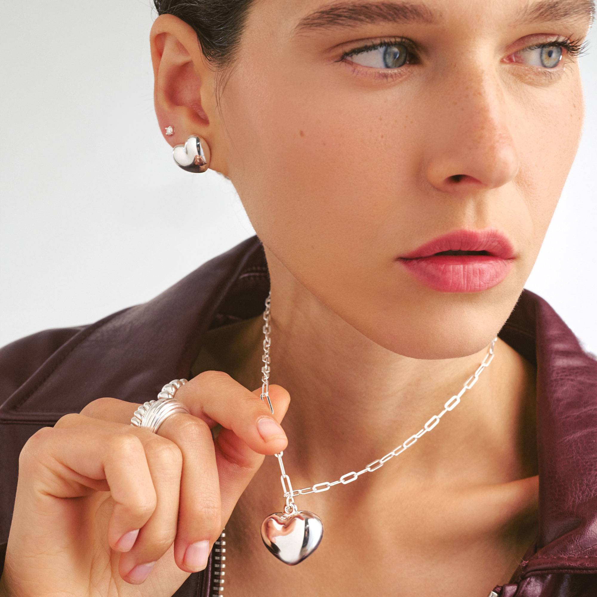 Puffy Heart Pendant- Silver-2 product photo